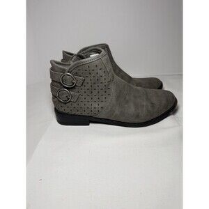 Rocket Dog Marley Heirloom Gray Ankle Boots Size 6.5 Faux Suede Buckle Detail